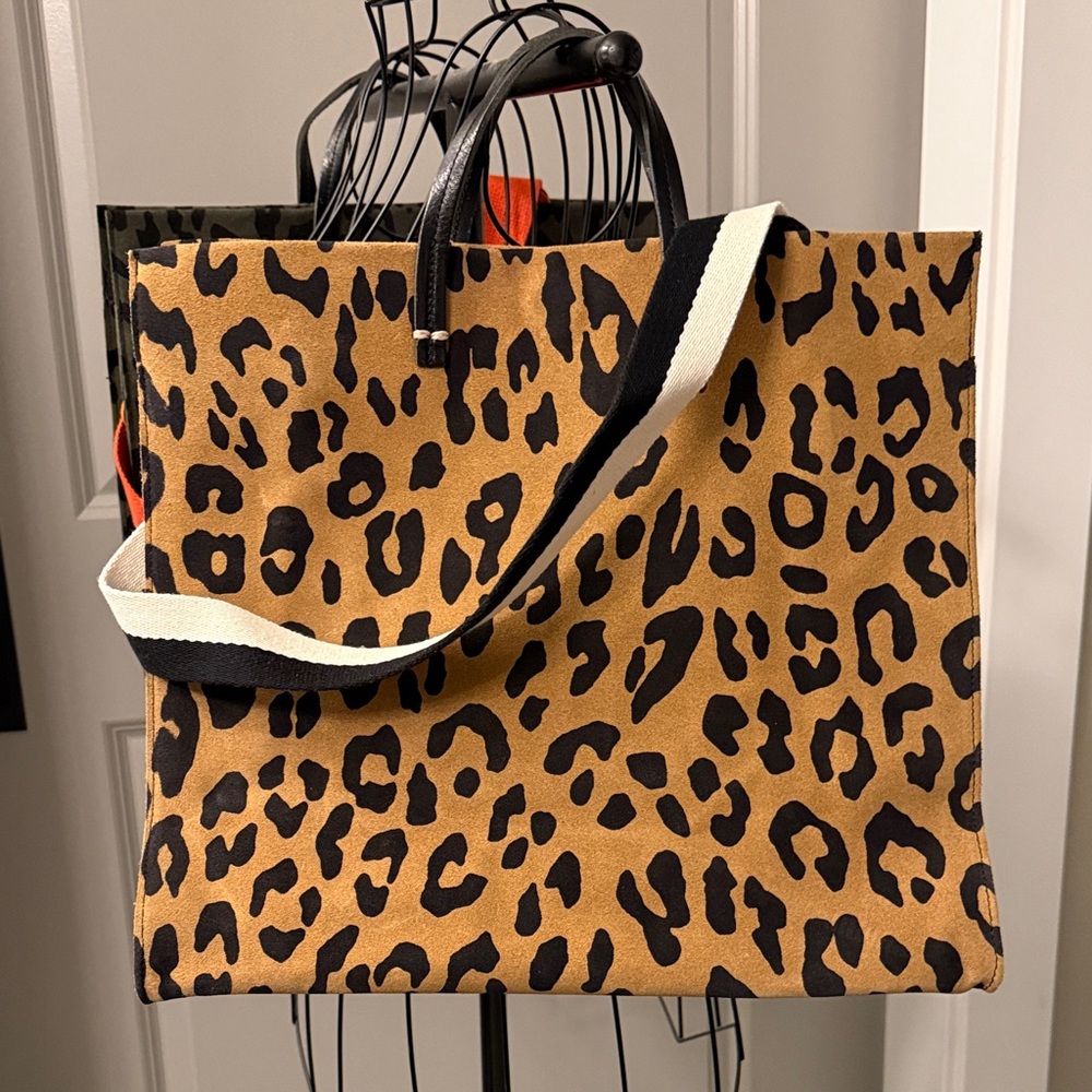 Clare V Tan and Black Leopard Simple Tote